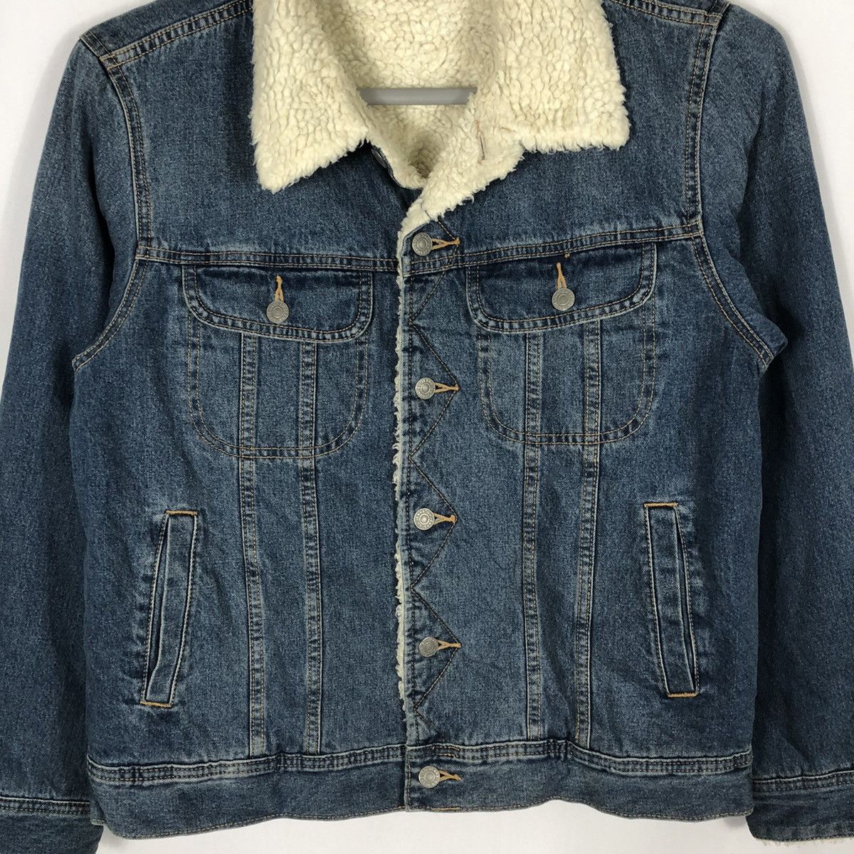 GU × Japanese Brand 🔥Rare🔥🇯🇵GU Sherpa Inside Big E Styles Trucker Denim Jacket Size US S / EU 44-46 / 1 - 4 Thumbnail