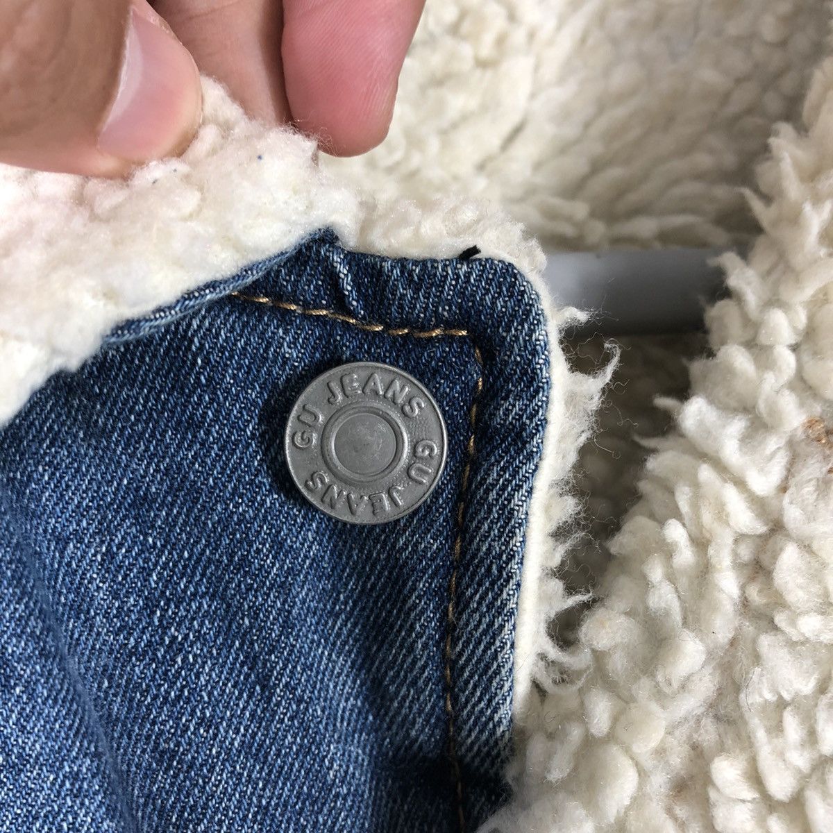 GU × Japanese Brand 🔥Rare🔥🇯🇵GU Sherpa Inside Big E Styles Trucker Denim Jacket Size US S / EU 44-46 / 1 - 12 Thumbnail