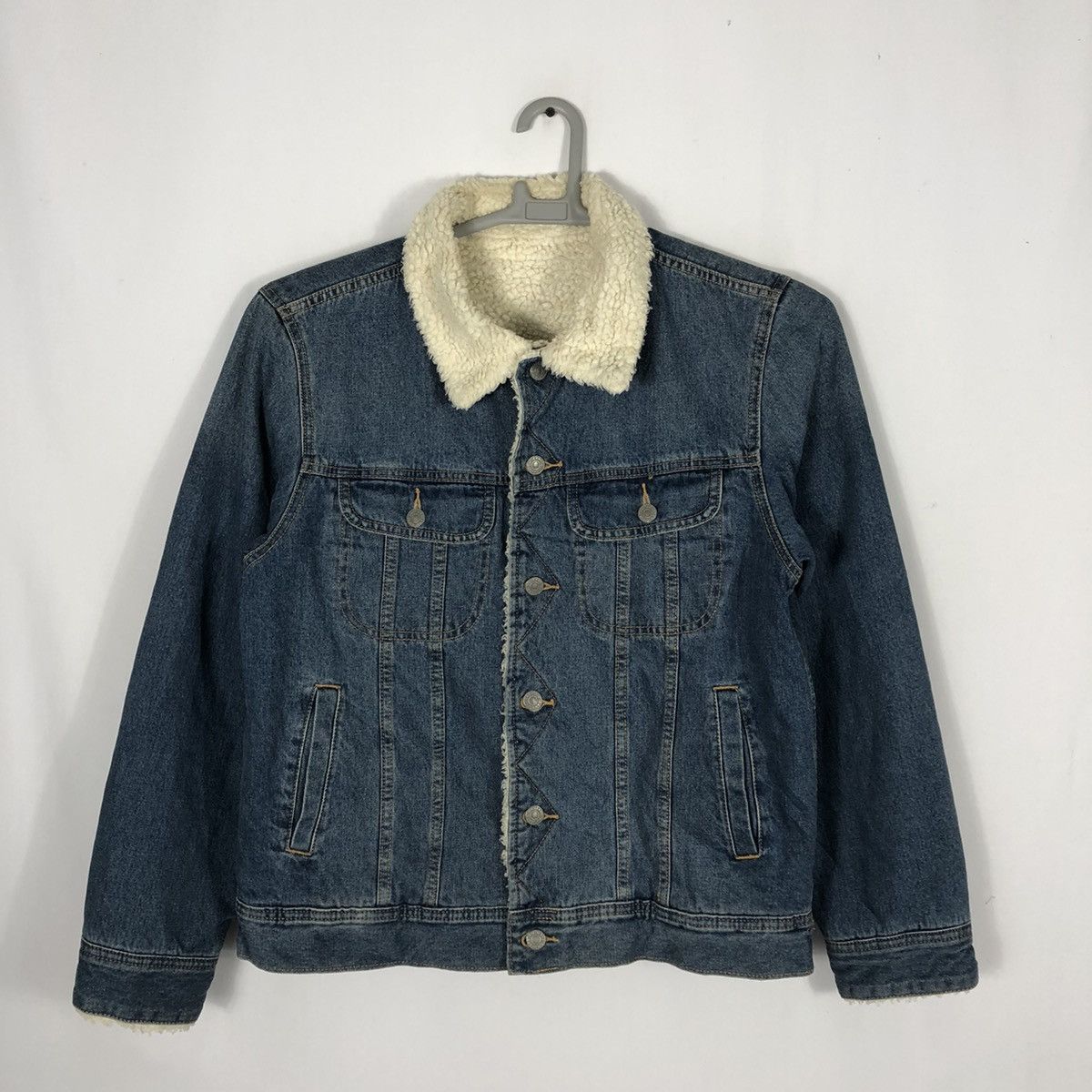 GU × Japanese Brand 🔥Rare🔥🇯🇵GU Sherpa Inside Big E Styles Trucker Denim Jacket Size US S / EU 44-46 / 1 - 2 Thumbnail