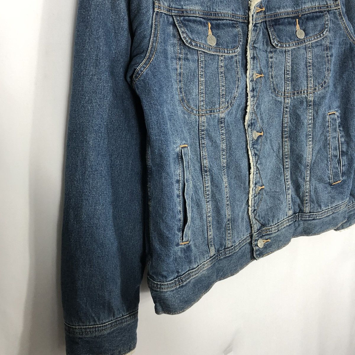 GU × Japanese Brand 🔥Rare🔥🇯🇵GU Sherpa Inside Big E Styles Trucker Denim Jacket Size US S / EU 44-46 / 1 - 9 Thumbnail