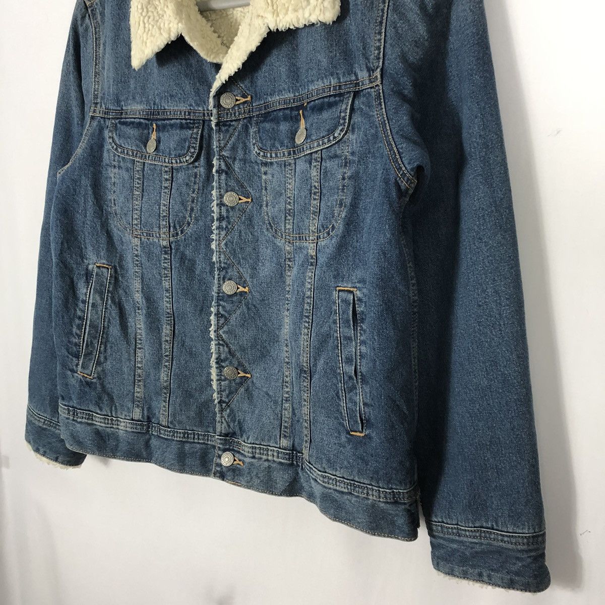GU × Japanese Brand 🔥Rare🔥🇯🇵GU Sherpa Inside Big E Styles Trucker Denim Jacket Size US S / EU 44-46 / 1 - 7 Thumbnail