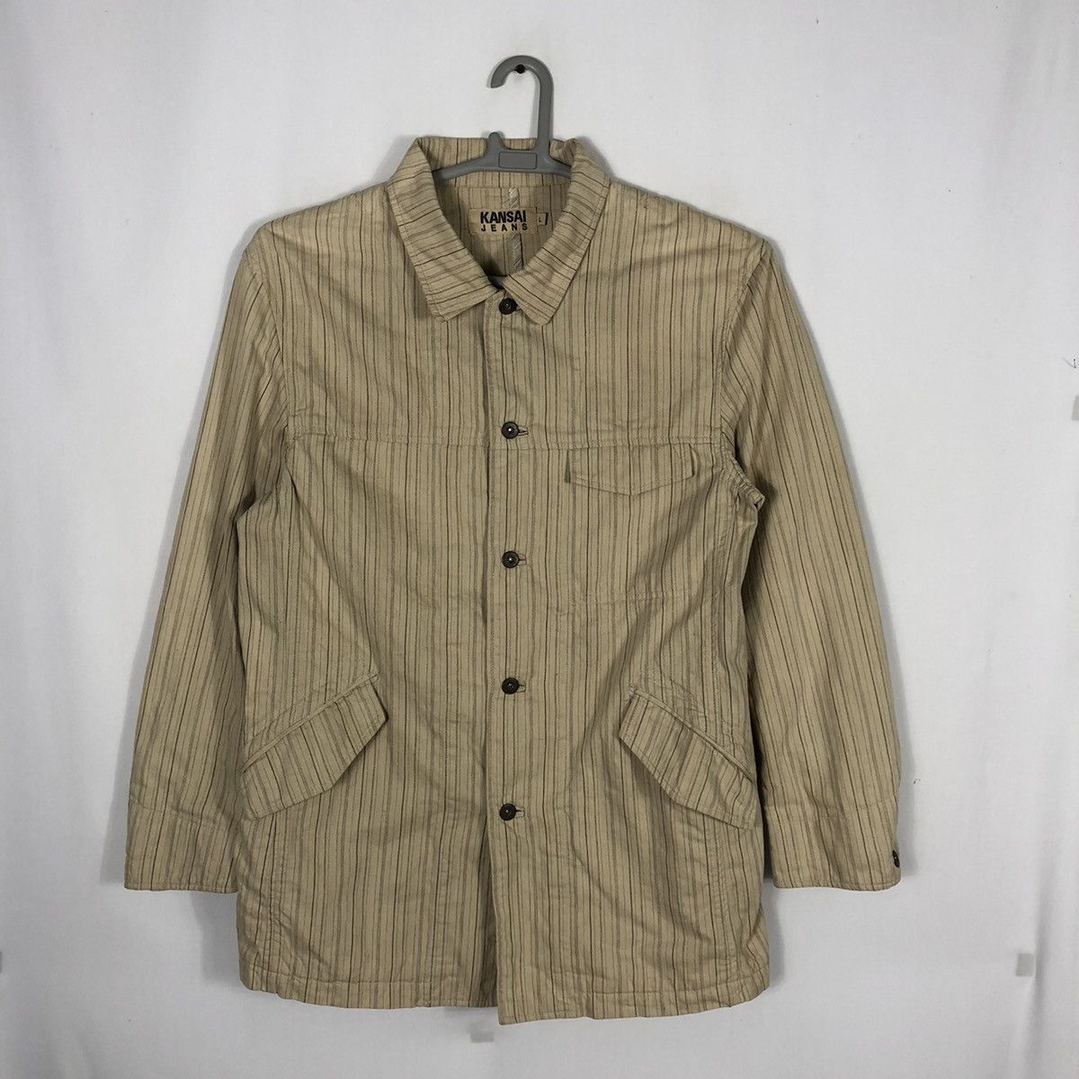 Designer × Japanese Brand × Kansai Yamamoto 🔥Rare🔥Vintage Kansai Jeans Avant Garde Stripes Chore Jacket Size US M / EU 48-50 / 2 - 1 Thumbnail