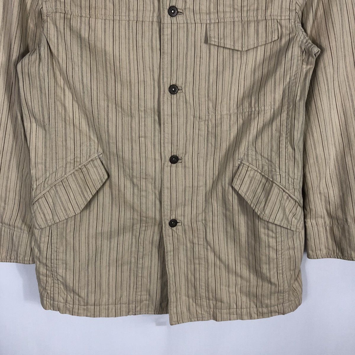 Designer × Japanese Brand × Kansai Yamamoto 🔥Rare🔥Vintage Kansai Jeans Avant Garde Stripes Chore Jacket Size US M / EU 48-50 / 2 - 3 Thumbnail