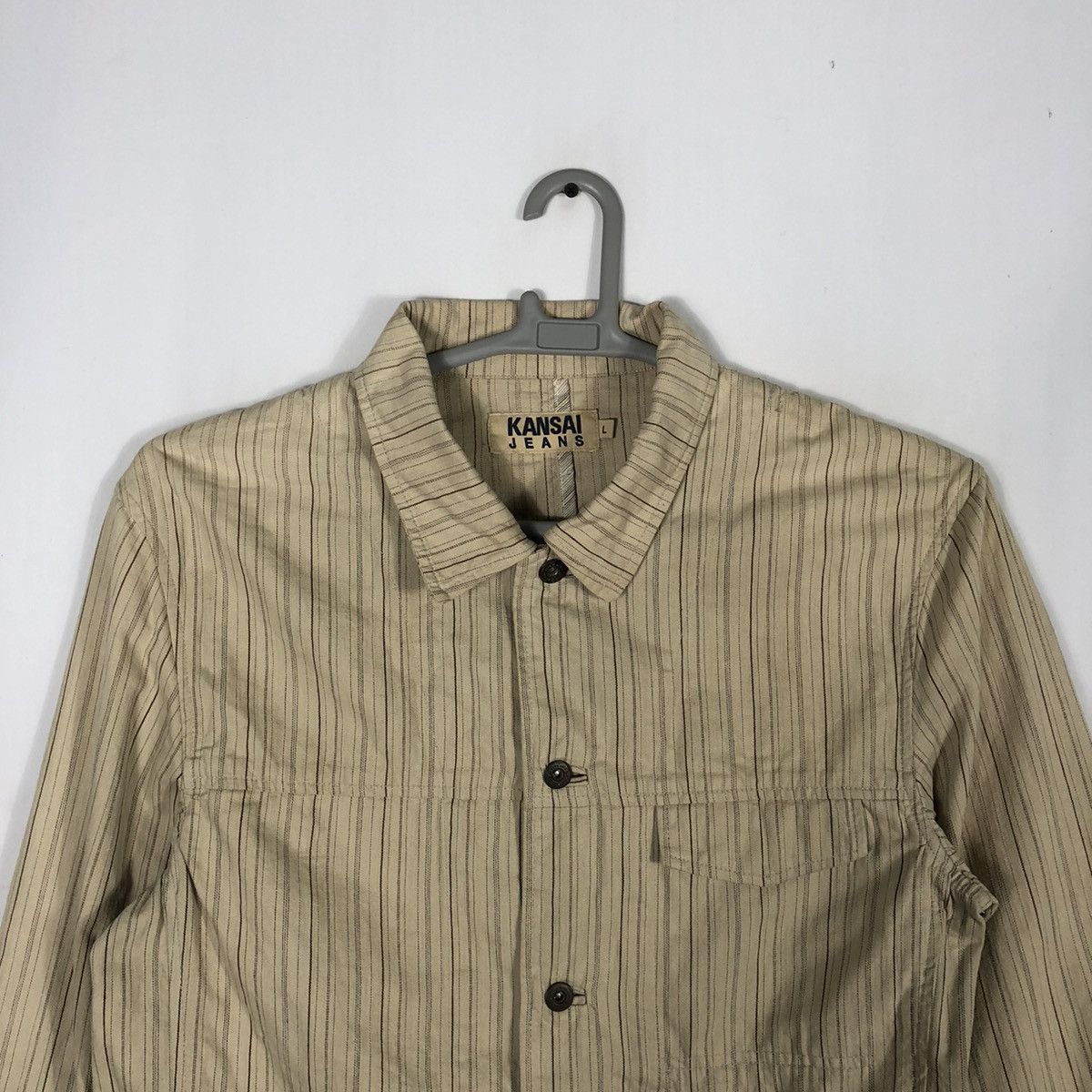 Designer × Japanese Brand × Kansai Yamamoto 🔥Rare🔥Vintage Kansai Jeans Avant Garde Stripes Chore Jacket Size US M / EU 48-50 / 2 - 2 Thumbnail