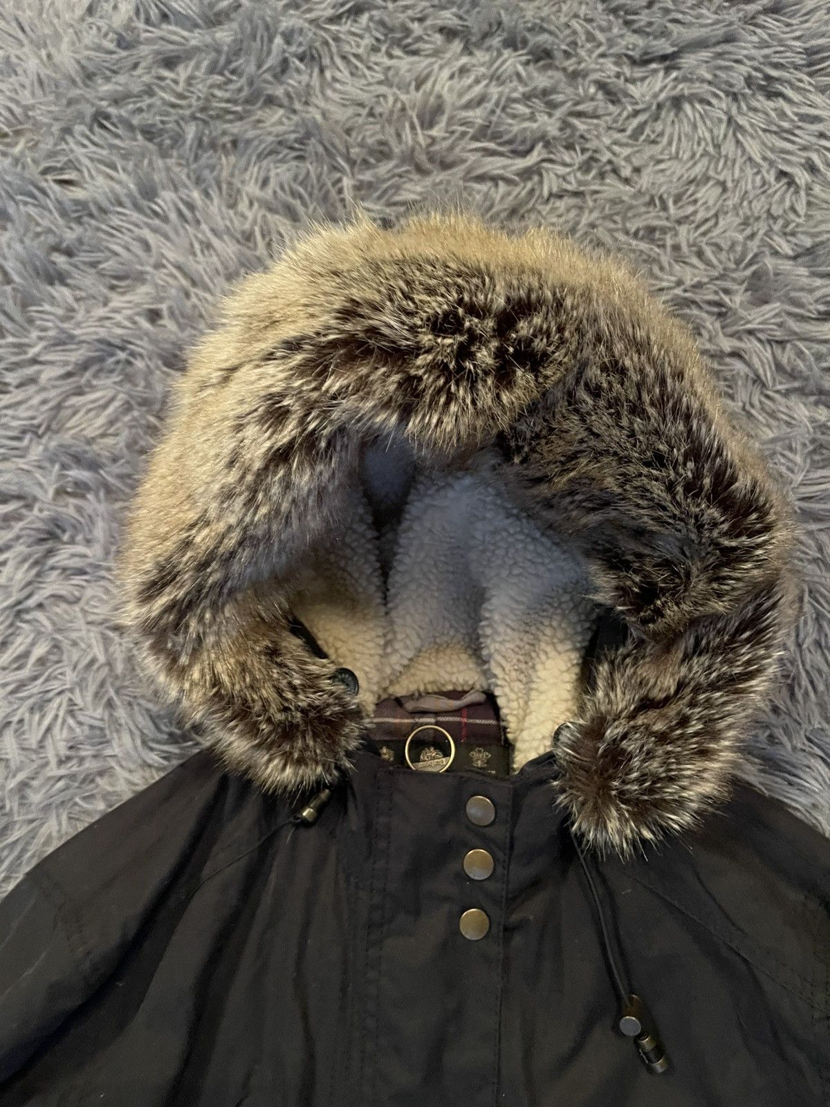 Barbour × Vintage Barbour waxed parka coat with fuzzy fur on hood Size XL / US 12-14 / IT 48-50 - 3 Thumbnail