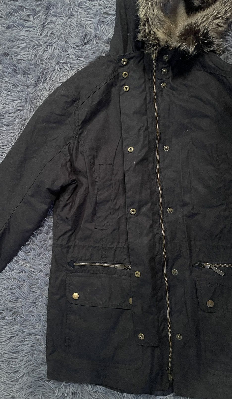 Barbour × Vintage Barbour waxed parka coat with fuzzy fur on hood Size XL / US 12-14 / IT 48-50 - 7 Thumbnail