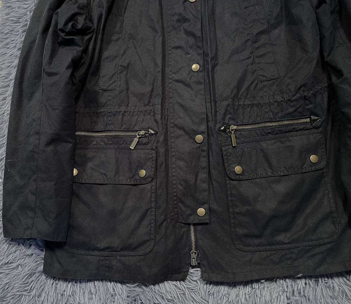 Barbour × Vintage Barbour waxed parka coat with fuzzy fur on hood Size XL / US 12-14 / IT 48-50 - 2 Thumbnail