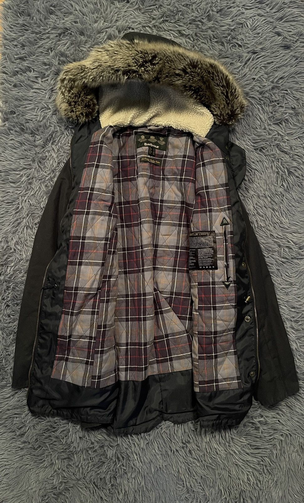 Barbour × Vintage Barbour waxed parka coat with fuzzy fur on hood Size XL / US 12-14 / IT 48-50 - 9 Thumbnail