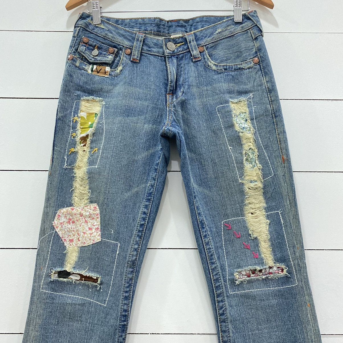 True Religion True Religion Patchwork Flare Distressed Denim Jeans Size 30" / US 8 / IT 44 - 2 Thumbnail