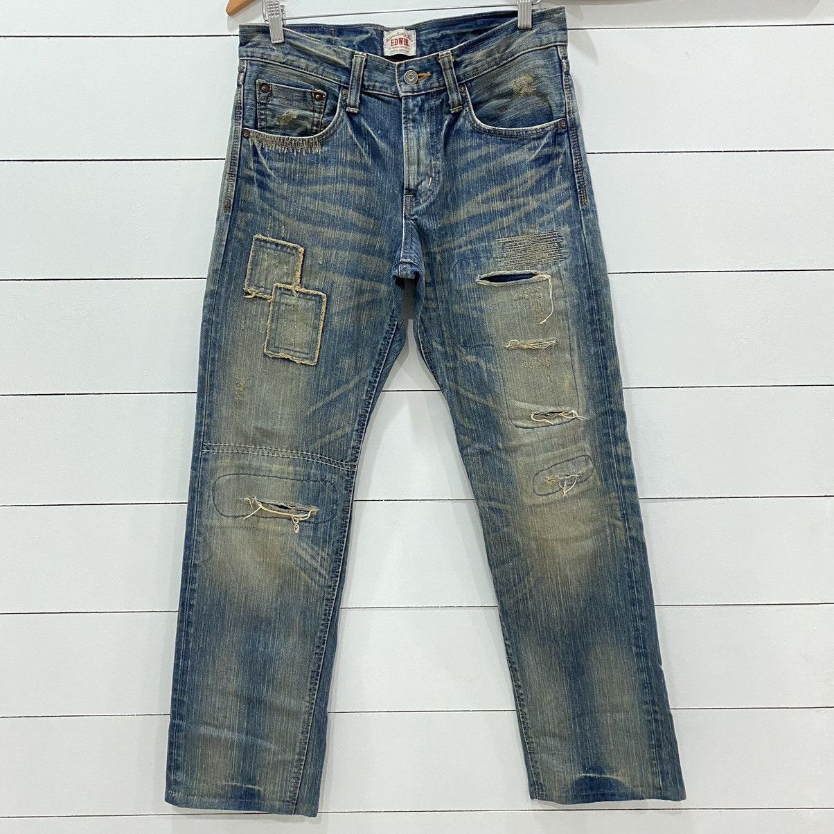 Edwin × Japanese Brand Edwin Distressed Patchwork Jeans Kapital Style Size US 32 / EU 48 - 1 Thumbnail