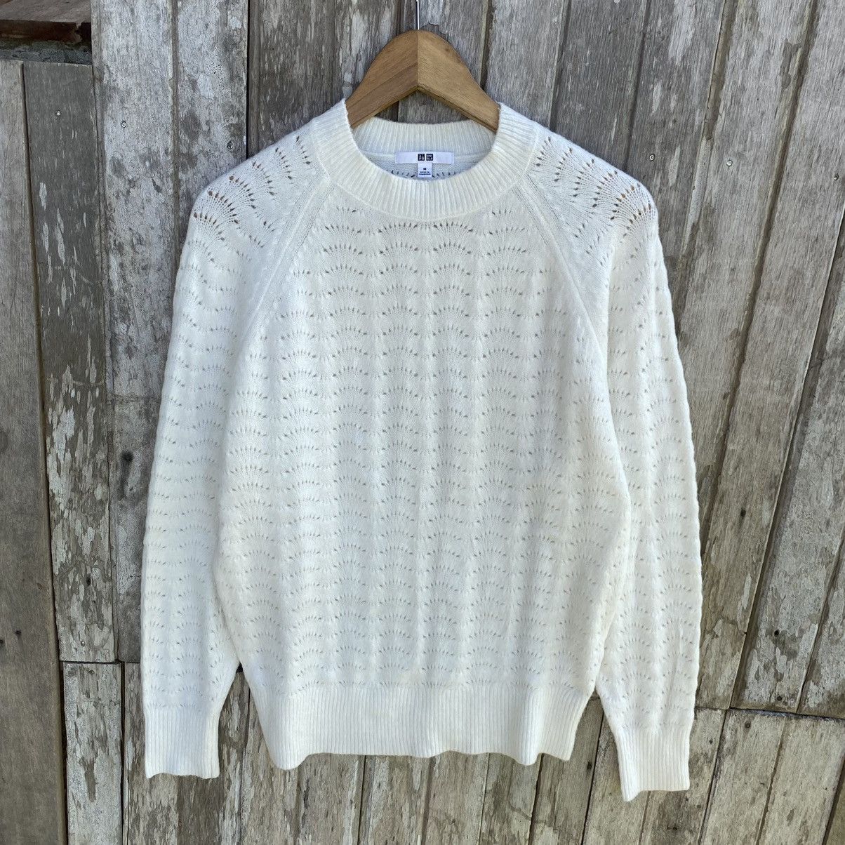 image of Archival Clothing x Coloured Cable Knit Sweater Uniqlo Knitwear in White (Size Medium)
