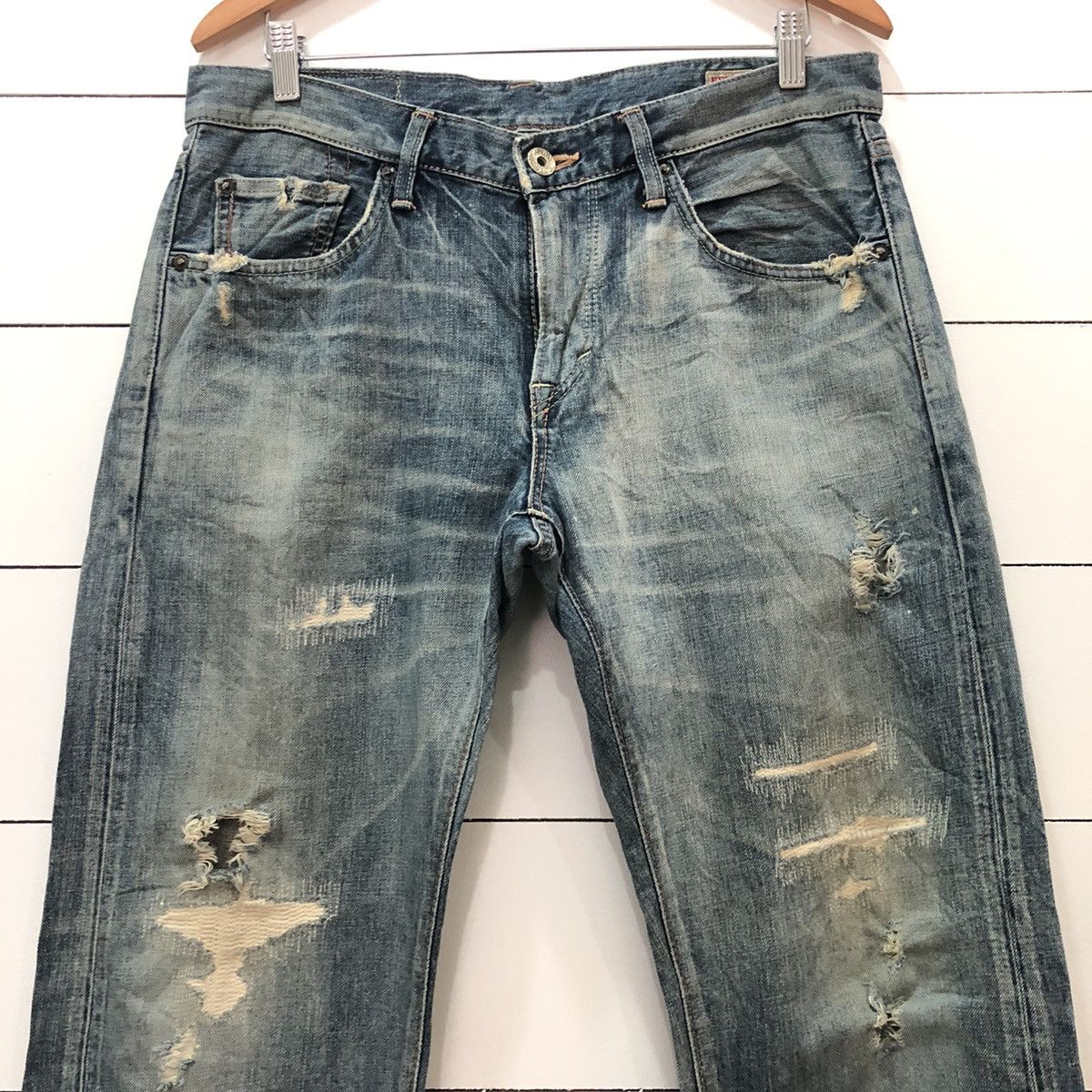 Edwin Edwin Japan Distressed Denim Jeans Size US 34 / EU 50 - 3 Thumbnail