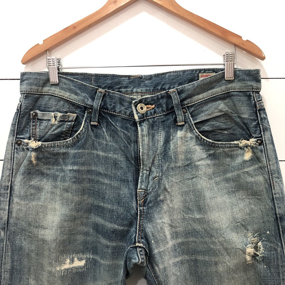 Edwin Edwin Japan Distressed Denim Jeans Size US 34 / EU 50 - 7 Thumbnail