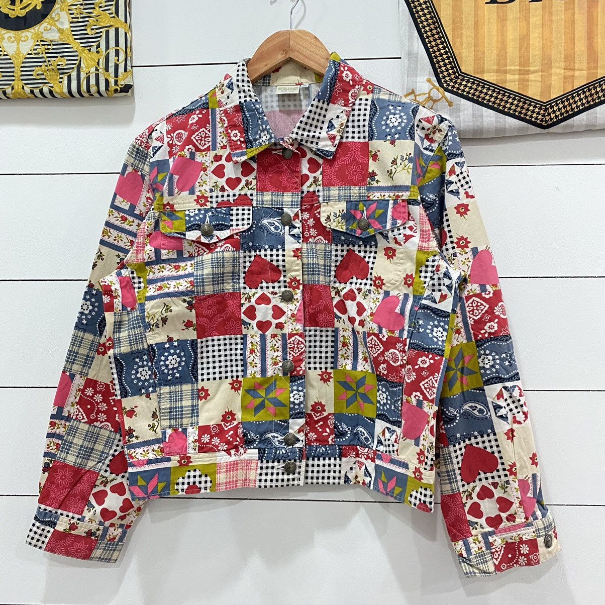Benetton × Japanese Brand × United Colors Of Benetton United Colors of Benetton Patchwork Printed Jacket Size US S / EU 44-46 / 1 - 3 Thumbnail