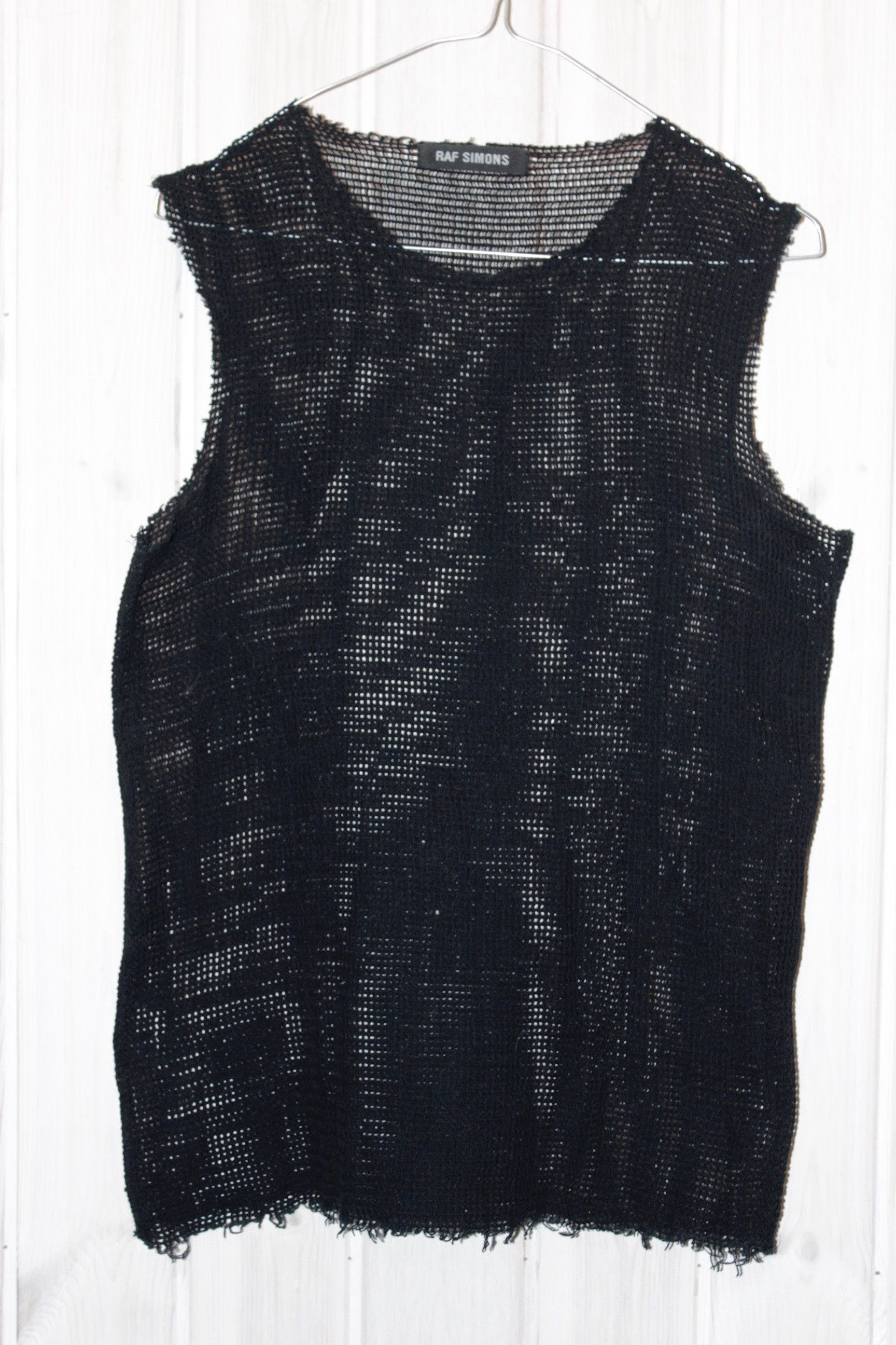 Raf Simons SS98 Black Palms net tank top | Grailed