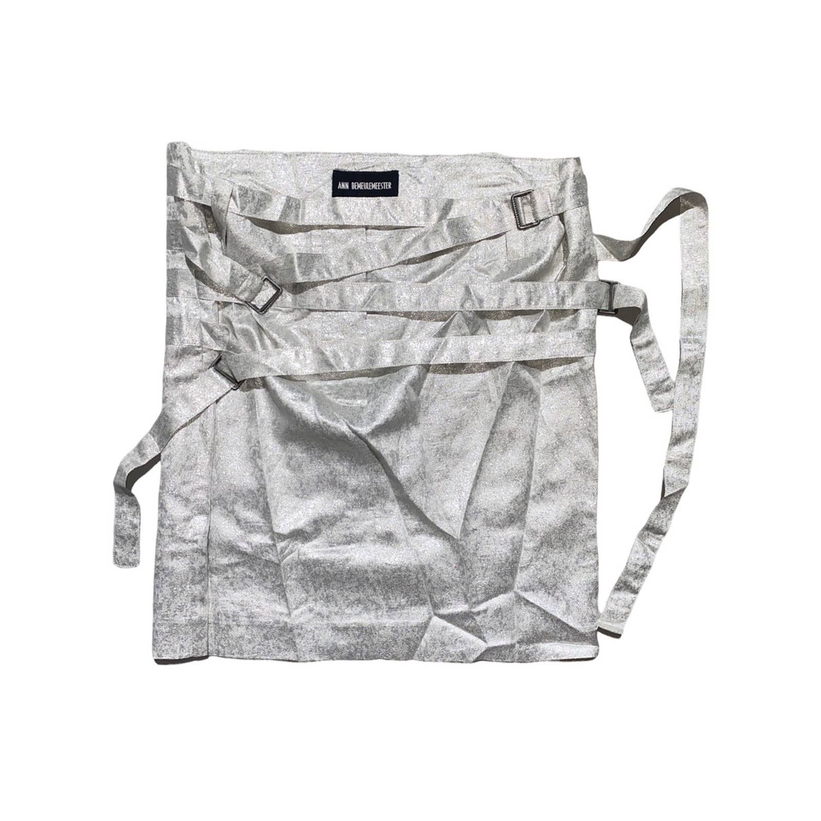 image of Ann Demeulemeester Adjustable Metallic Bondage Skirt in Silver, Women's (Size 26)