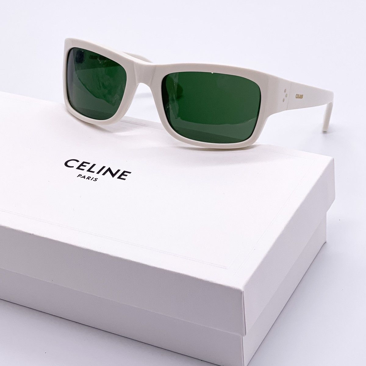Celine NEW CELINE CL40079I 25N SQUARE WHITE GREEN SUNGLASSES Size ONE SIZE - 2 Thumbnail