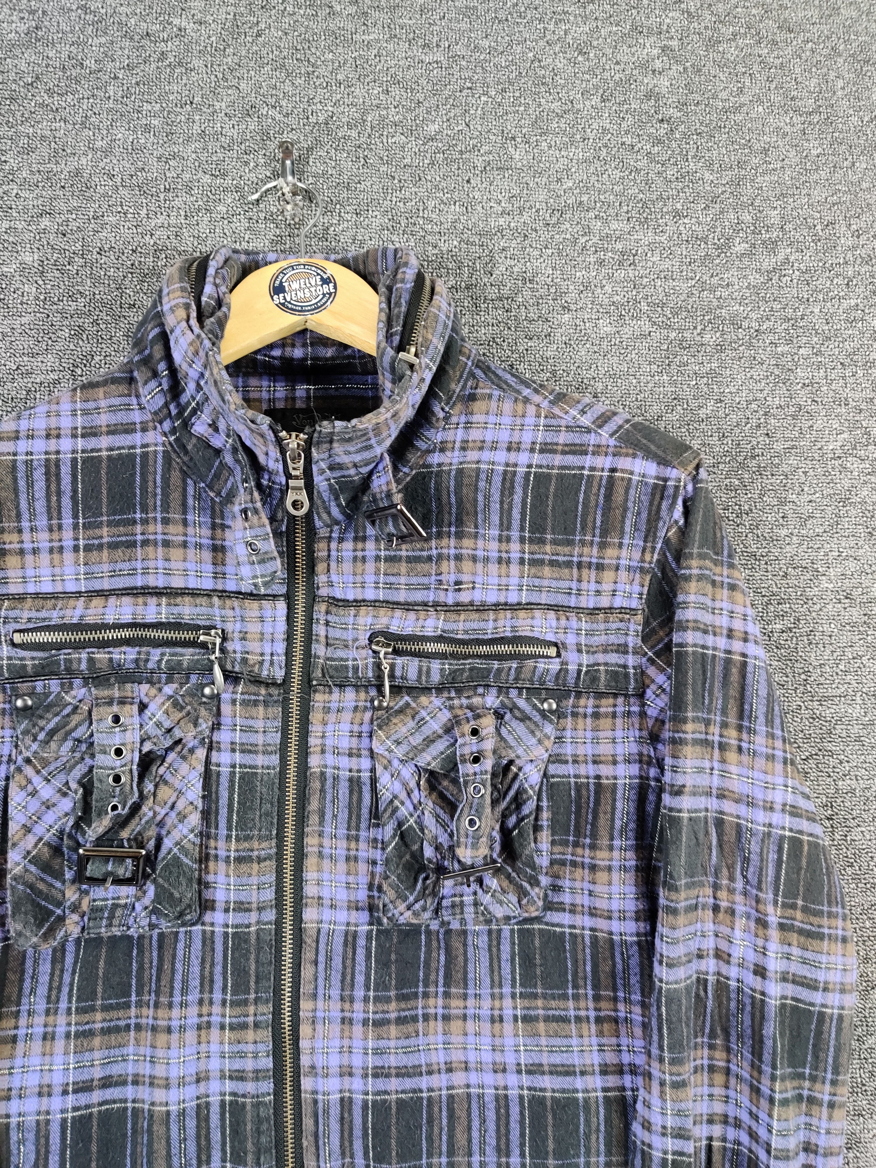 Von Dutch Vintage Von Dutch Checkered Zipper Flannel Shirt Size US L / EU 52-54 / 3 - 4 Thumbnail