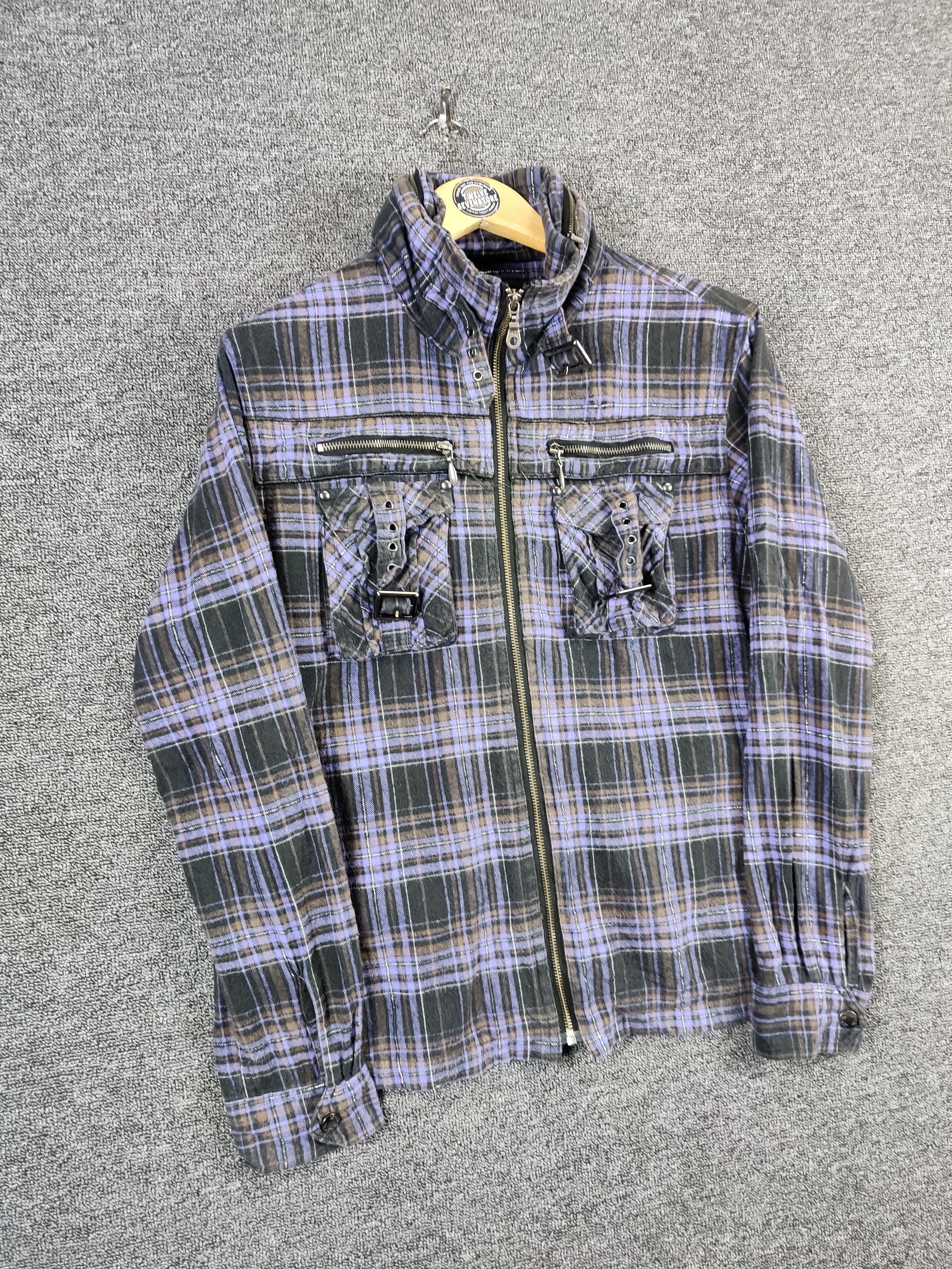 Von Dutch Vintage Von Dutch Checkered Zipper Flannel Shirt Size US L / EU 52-54 / 3 - 7 Thumbnail