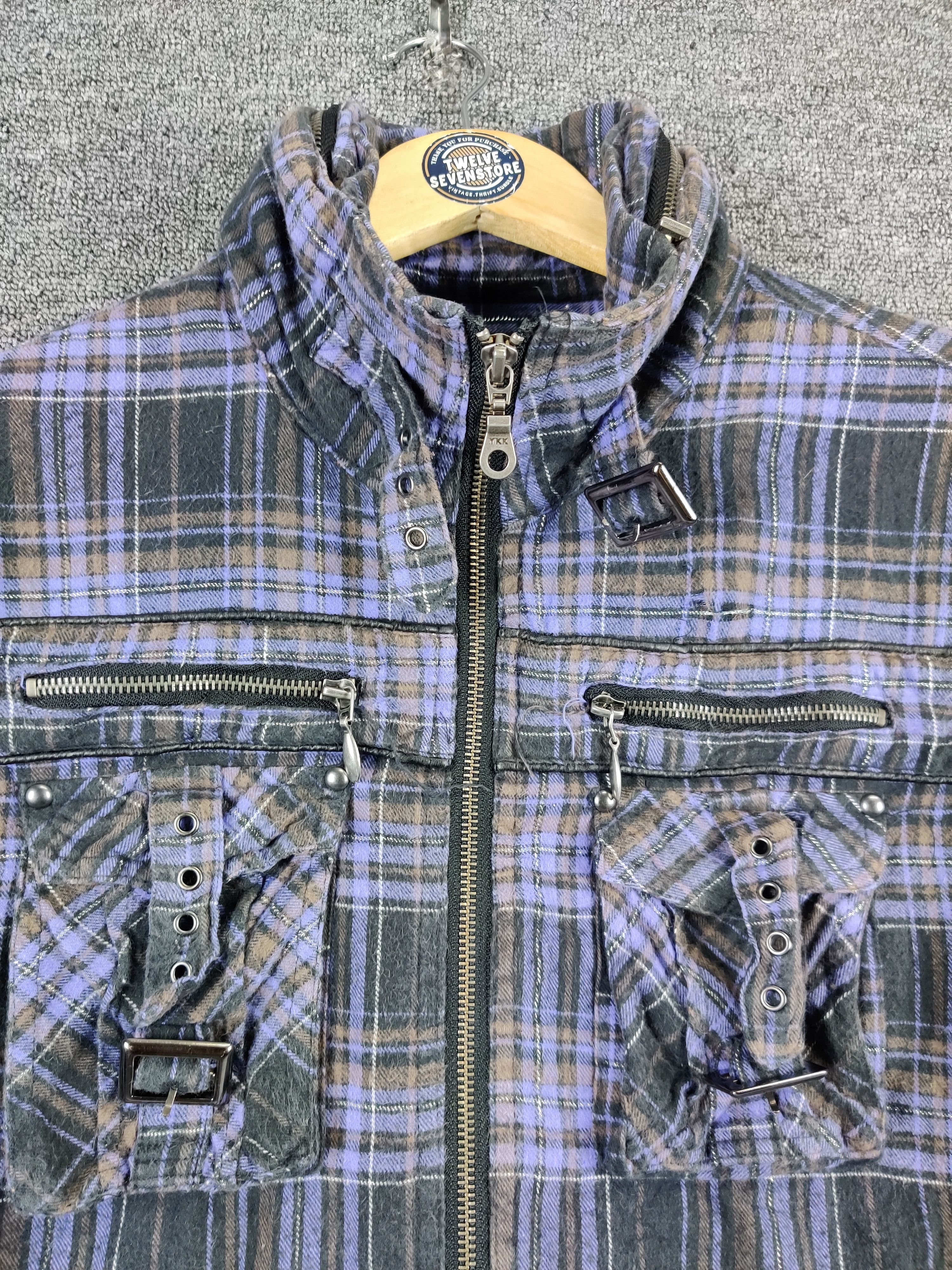 Von Dutch Vintage Von Dutch Checkered Zipper Flannel Shirt Size US L / EU 52-54 / 3 - 5 Thumbnail