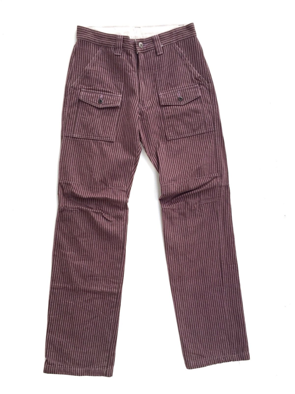 image of Boycott Wool Stripes Heavy Trousers Pants in Maroon, Men's (Size 28)