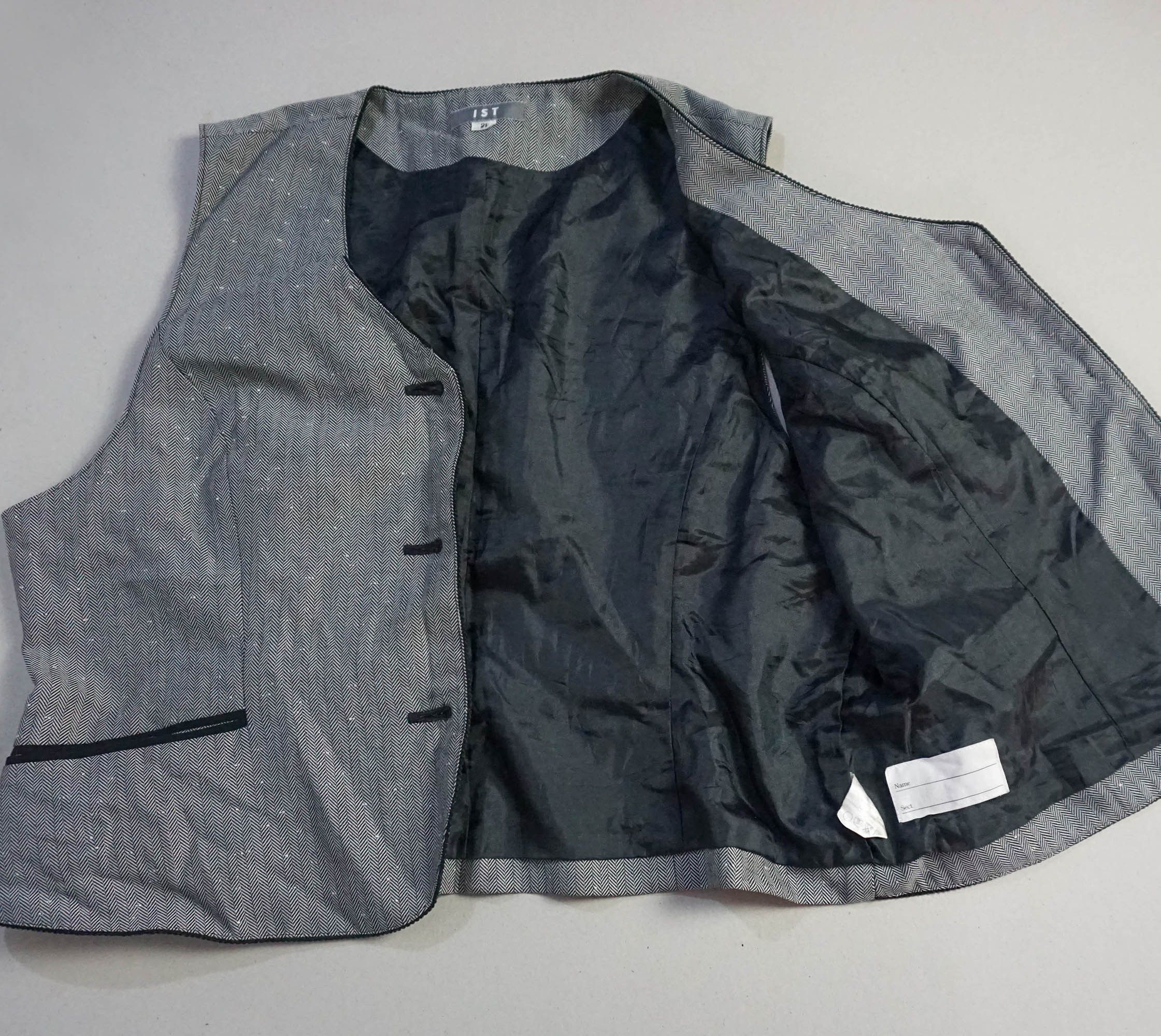 Japanese Brand Suit Vest with Herringbone Pattern and Full Lining Size 42R - 4 Thumbnail