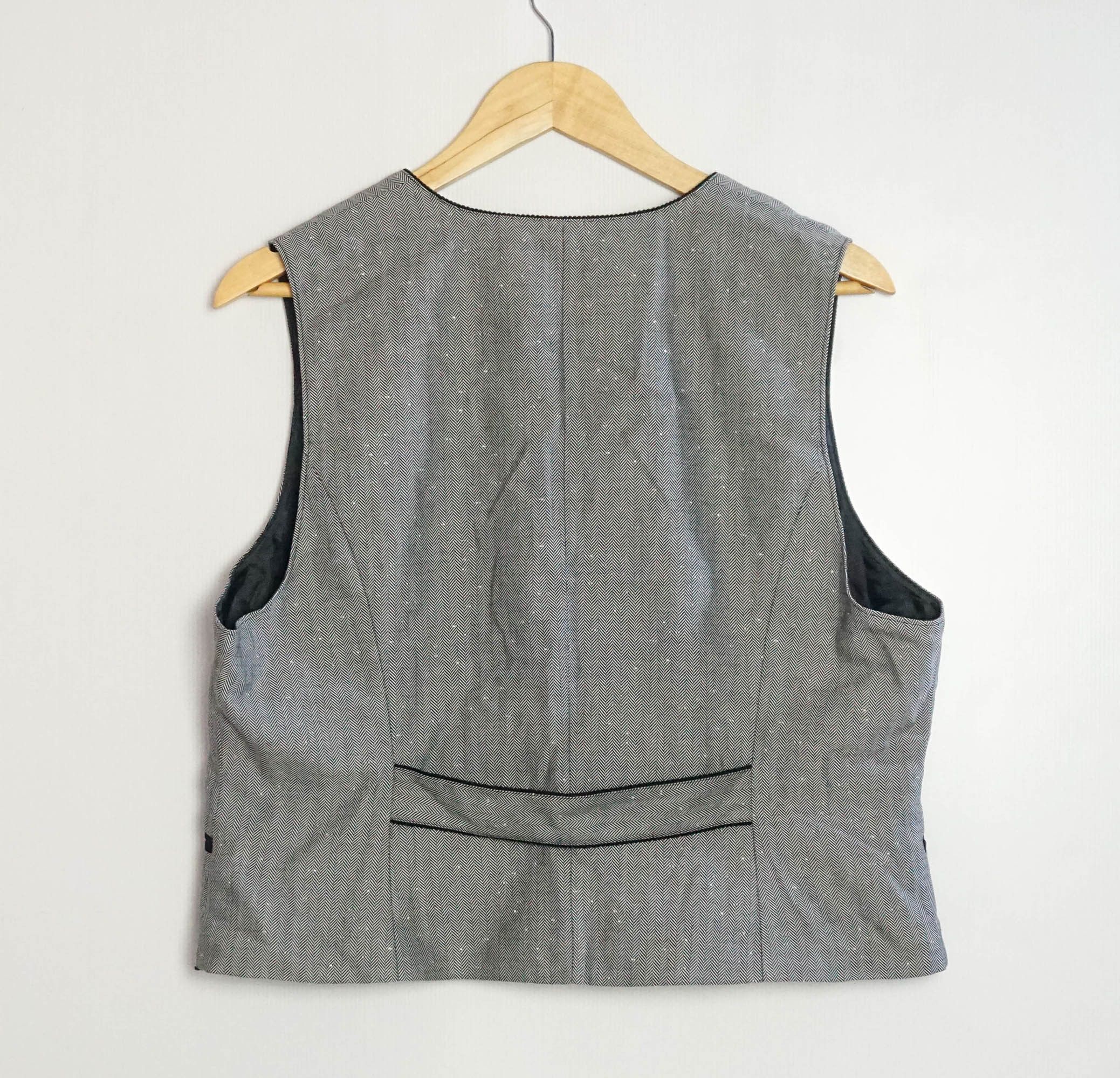 Japanese Brand Suit Vest with Herringbone Pattern and Full Lining Size 42R - 2 Thumbnail