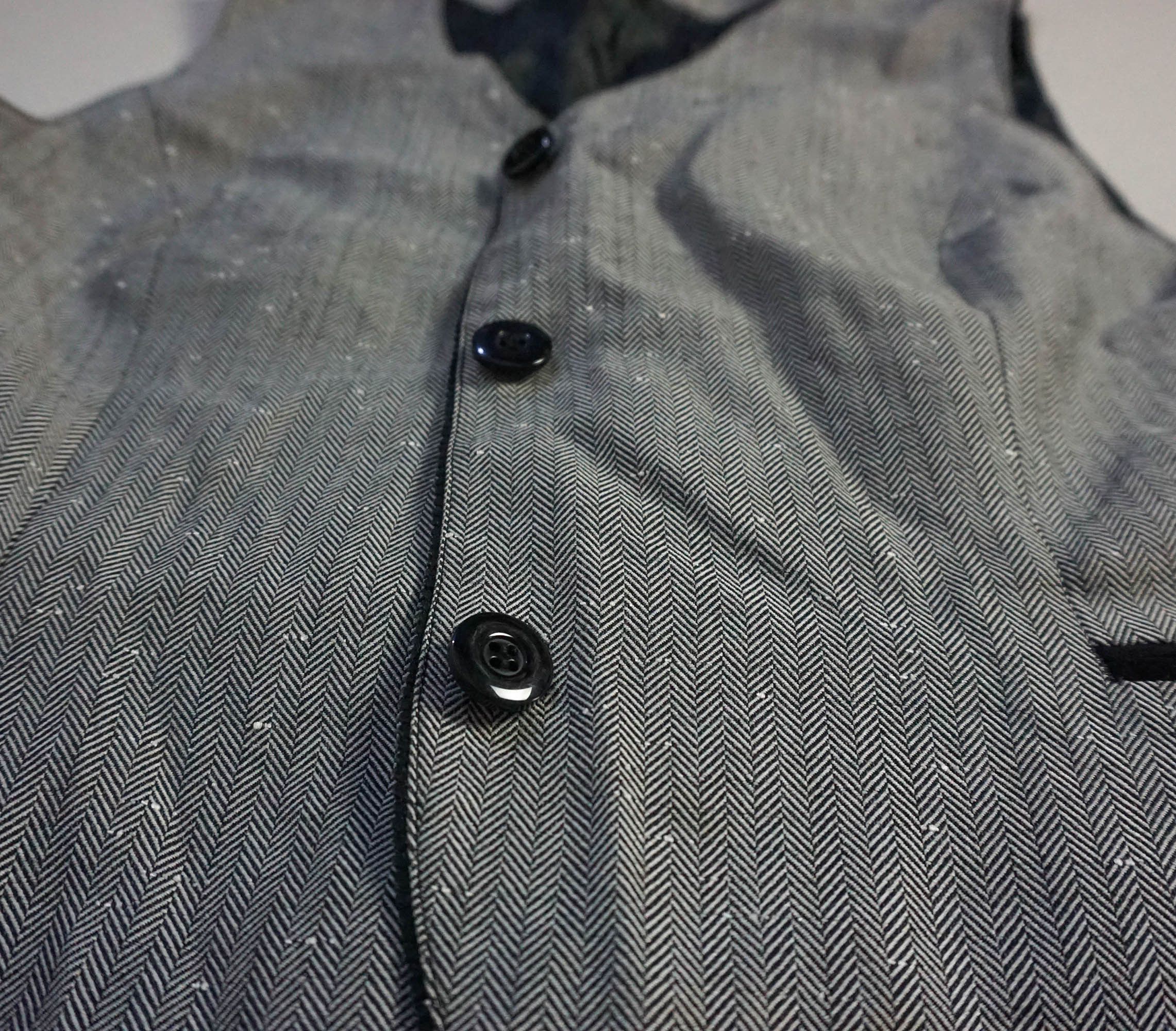 Japanese Brand Suit Vest with Herringbone Pattern and Full Lining Size 42R - 3 Thumbnail