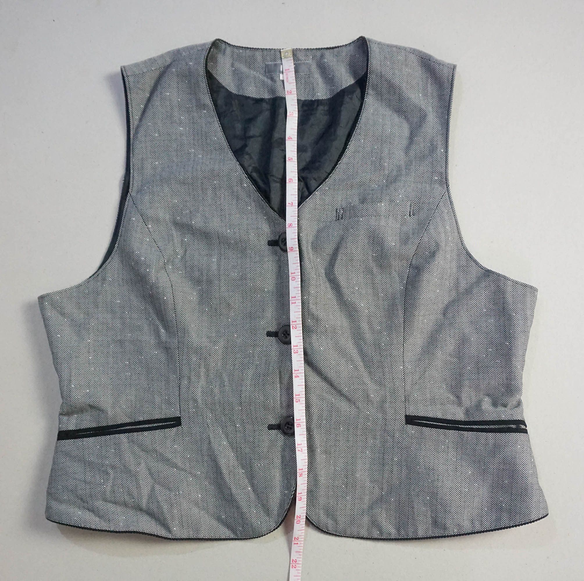 Japanese Brand Suit Vest with Herringbone Pattern and Full Lining Size 42R - 8 Thumbnail