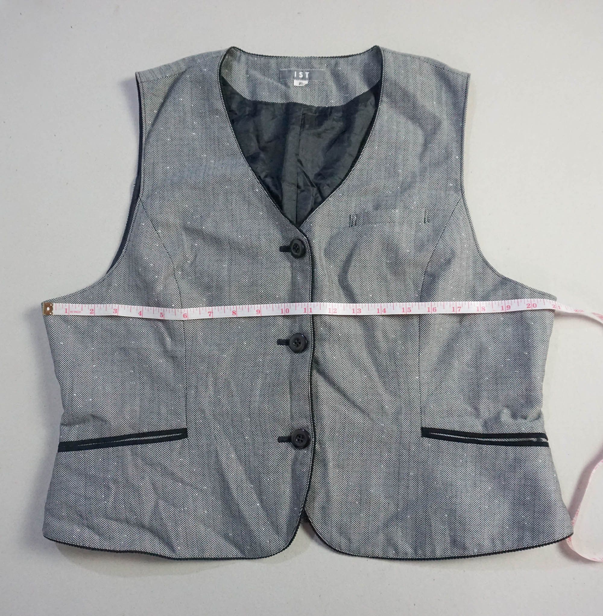 Japanese Brand Suit Vest with Herringbone Pattern and Full Lining Size 42R - 7 Thumbnail