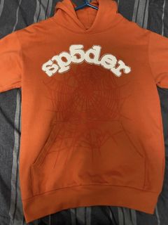 Sp5der Logo Hoodie Sweatshirt 'Orange' | Men's Size L