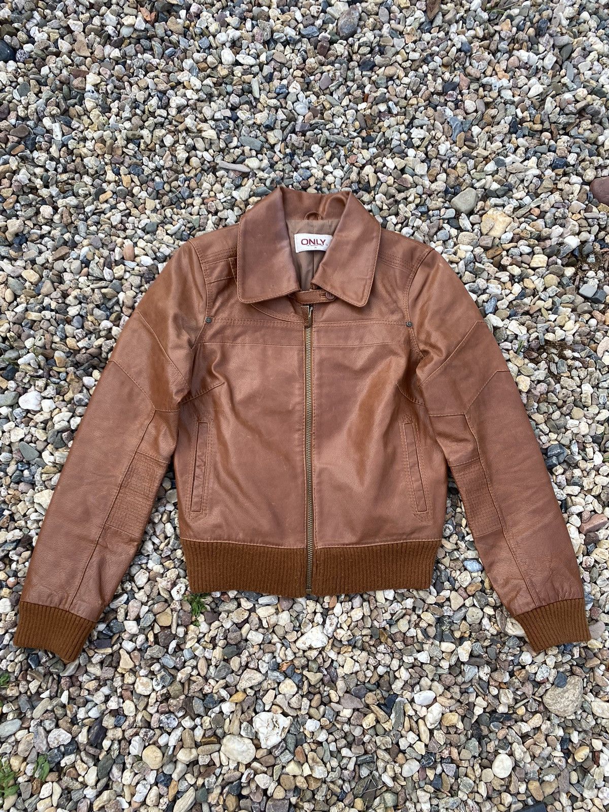 Real leather jacket with a worn effect