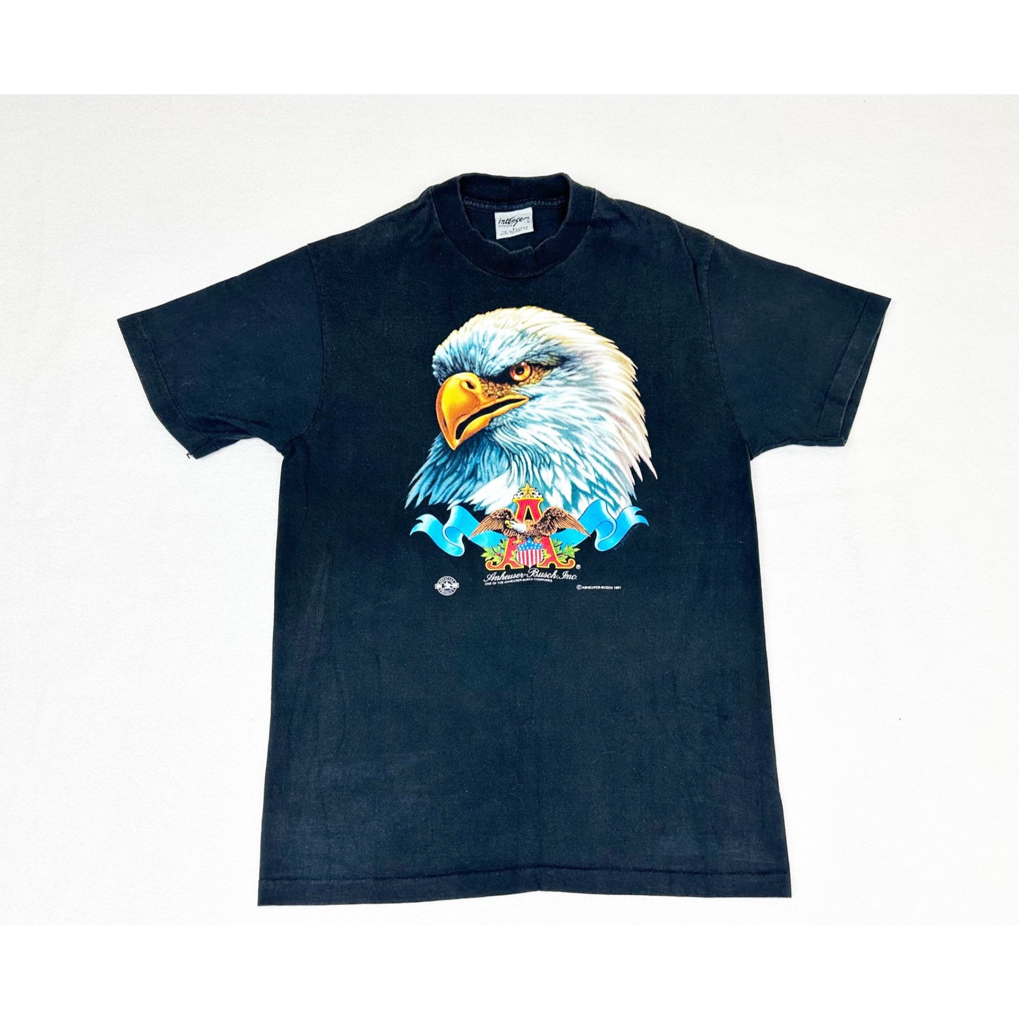Vintage 1991 Anheuser Busch Beer T-Shirt Large Black Eagle S