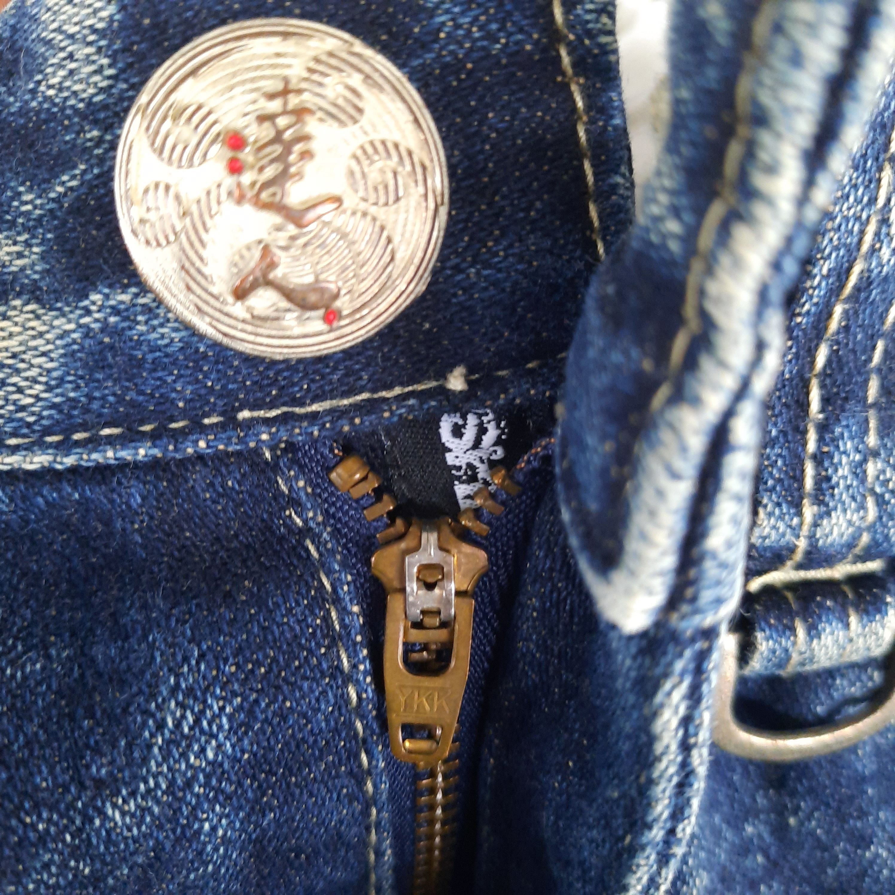 Japanese Brand Big Train Embroidery Sukajan Distressed Denim Size US 30 / EU 46 - 7 Thumbnail