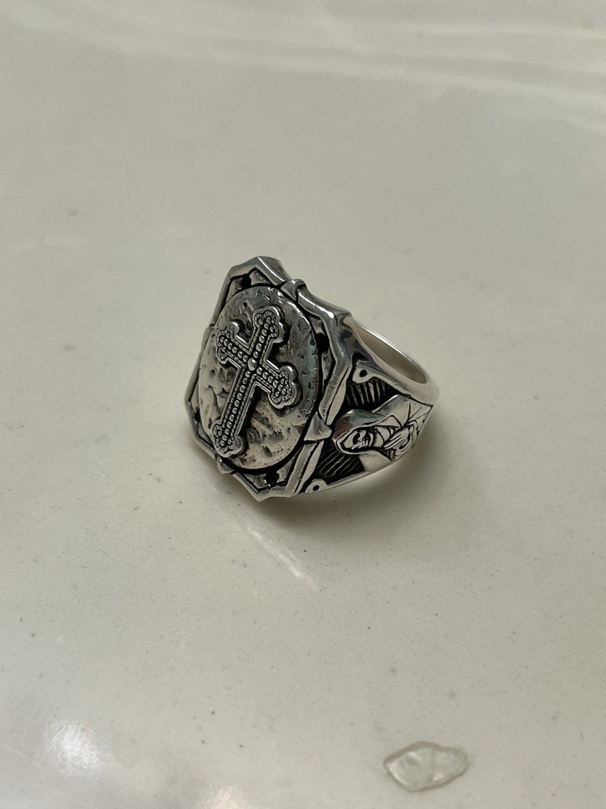 Handmade 925 Sterling Silver Cross Ring Size ONE SIZE - 1 Thumbnail
