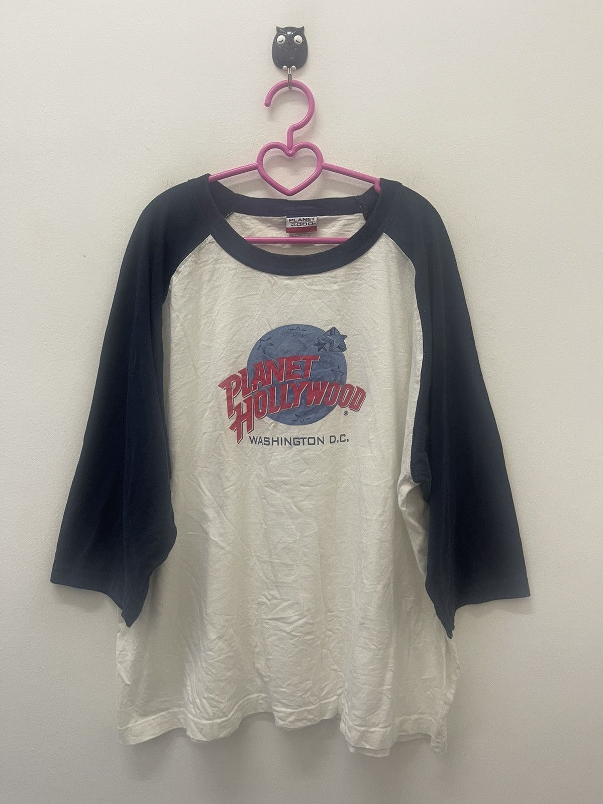 image of 90's Vintage Planet Hollywood Washington Dc 1998 Raglan in White, Men's (Size XL)