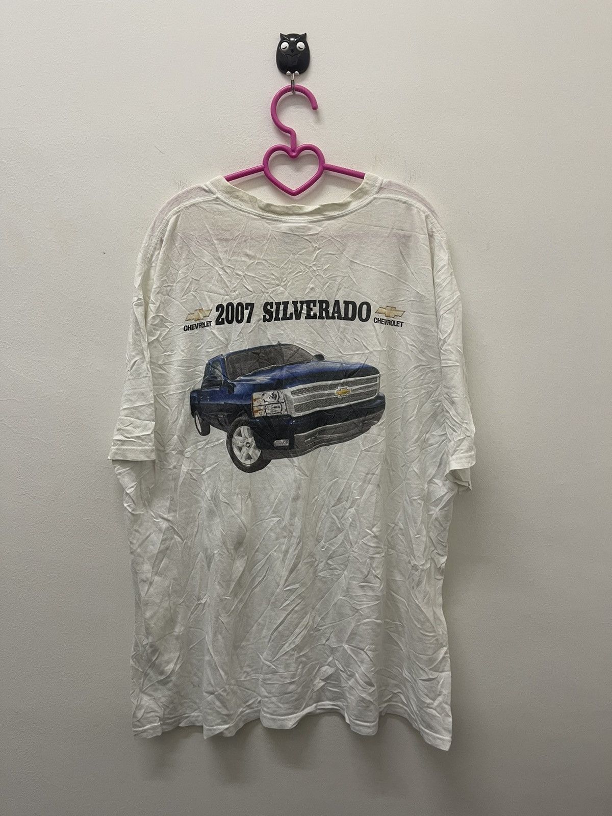 image of Chevy x Racing Vintage Chevrolet Silverado 2007 Promo Tee in White, Men's (Size XL)