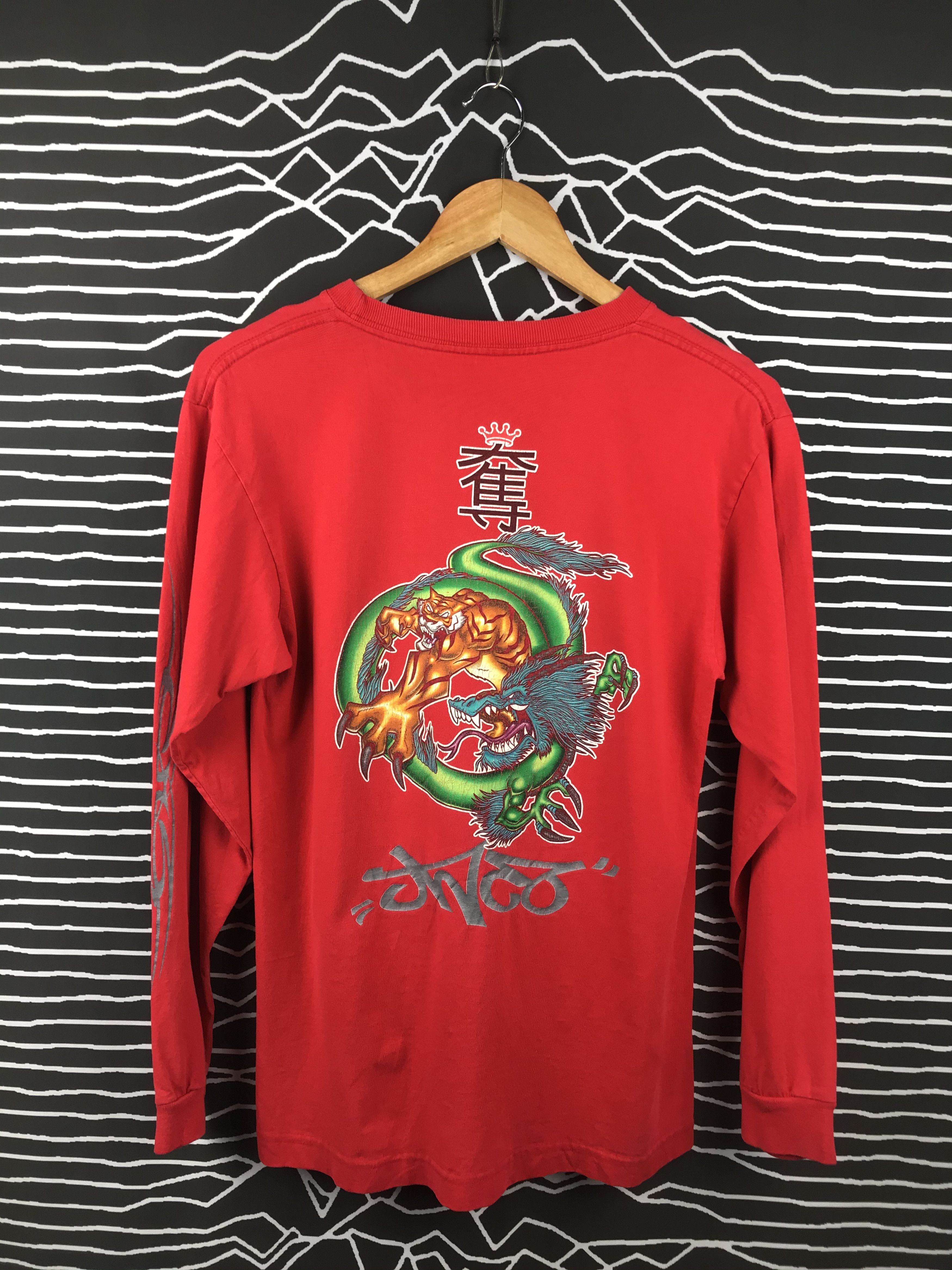 image of VTG 90's Jnco Tiger & Dragon Skate Tee in Red, Men's (Size Medium)