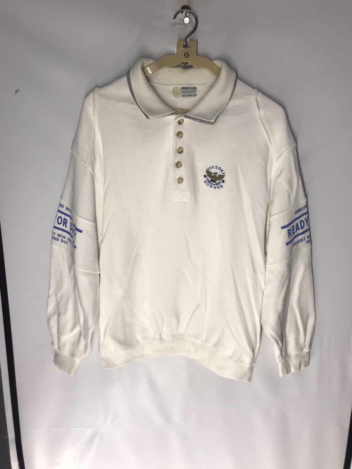 Japanese Brand × Vintage Vintage sweatshirt double collar half button by work folk Size US M / EU 48-50 / 2 - 6 Thumbnail