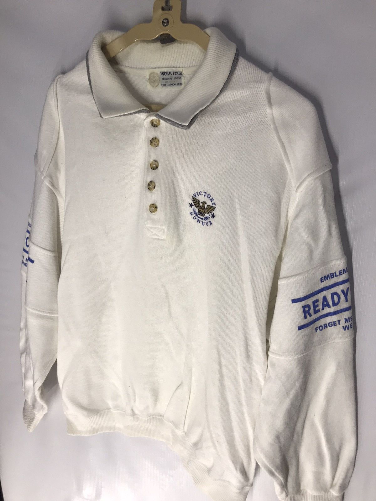 Japanese Brand × Vintage Vintage sweatshirt double collar half button by work folk Size US M / EU 48-50 / 2 - 3 Thumbnail