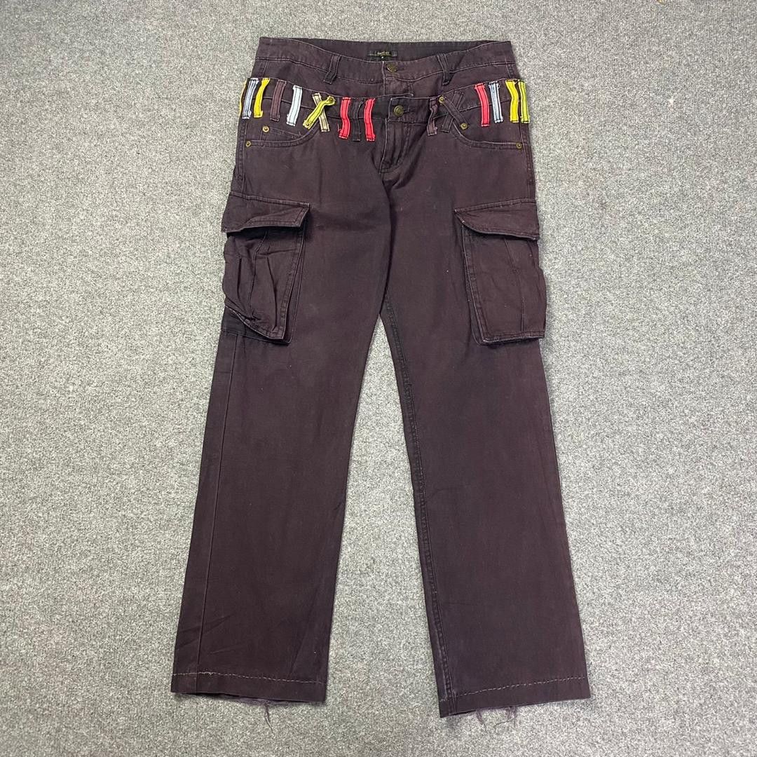 image of Vintage Browny Double Waist Multipocket Cargo Pants in Purple, Men's (Size 30)
