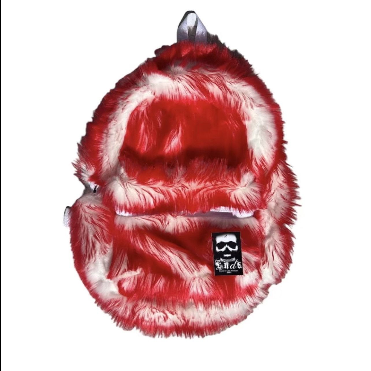 image of Ends Repair Faux Fur Backpack in Red, Men's