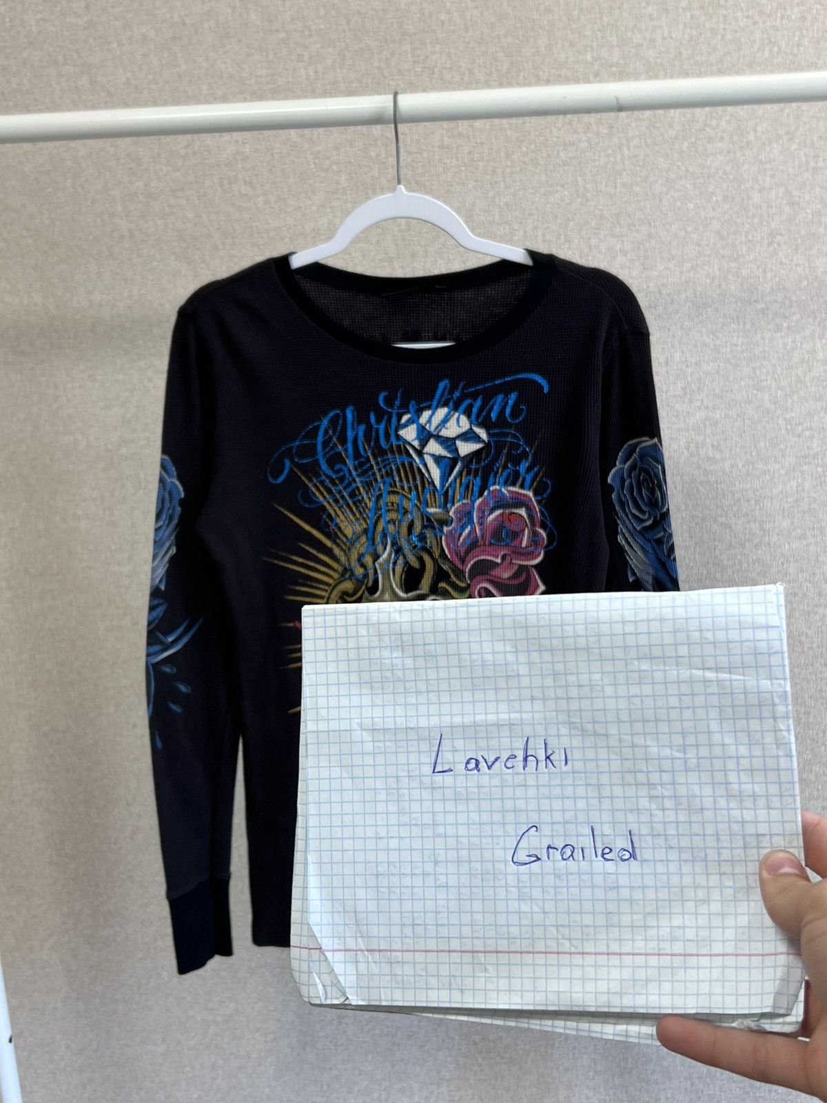 Christian Audigier Christian Audigier scull roses black long sleeve shirt Size US M / EU 48-50 / 2 - 2 Thumbnail