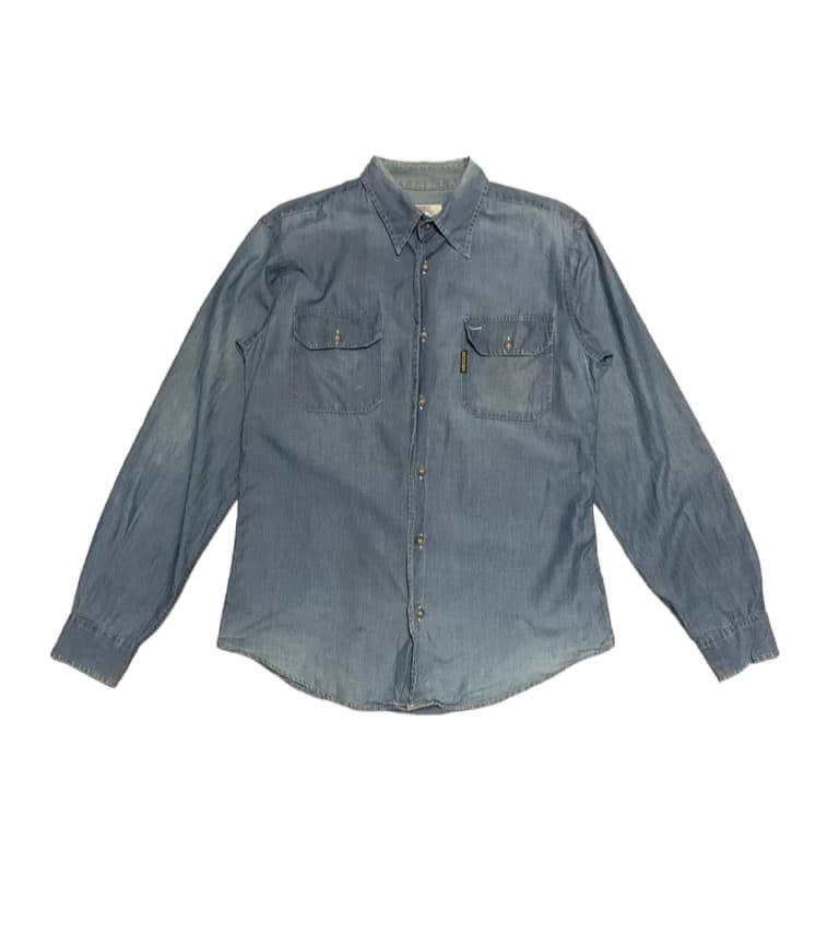 Armani Vintage 80s Armani Jeans Blue Denim Shirt Size US S / EU 44-46 / 1 - 1 Thumbnail