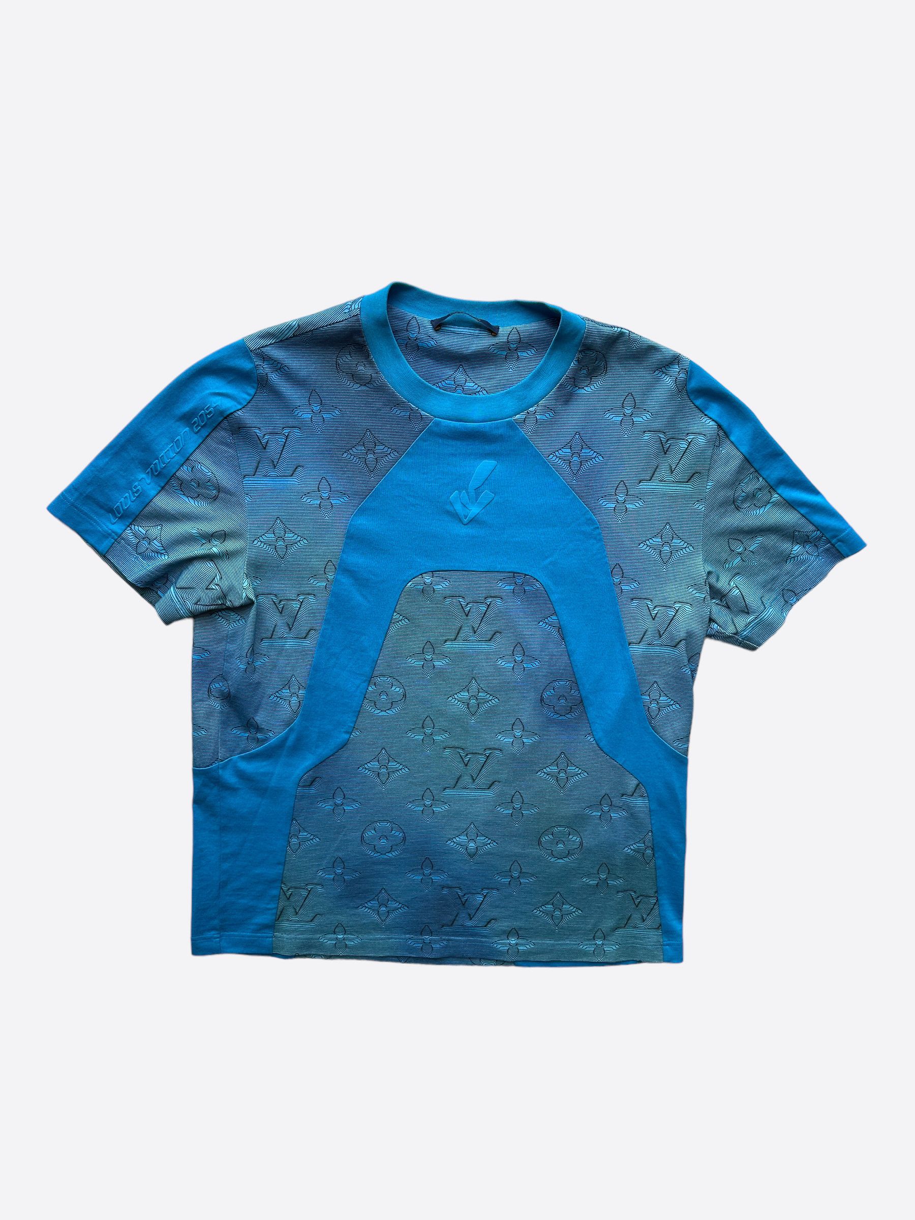 Louis Vuitton 100% Cotton T-shirt Blue Black NBA Virgil Abloh Size