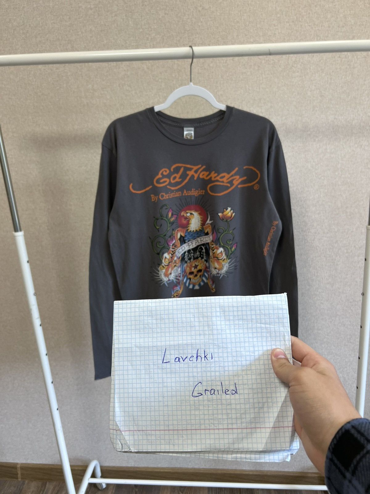 Christian Audigier Ed Hardy by Christian Audigier eagles grey long sleeve Size US L / EU 52-54 / 3 - 2 Thumbnail