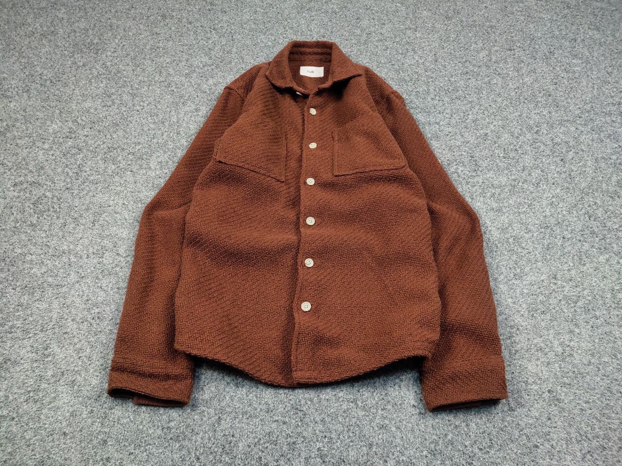 Designer Folk Overshirt Textured Brown knit Pocket Light Jacket Size US L / EU 52-54 / 3 - 2 Thumbnail