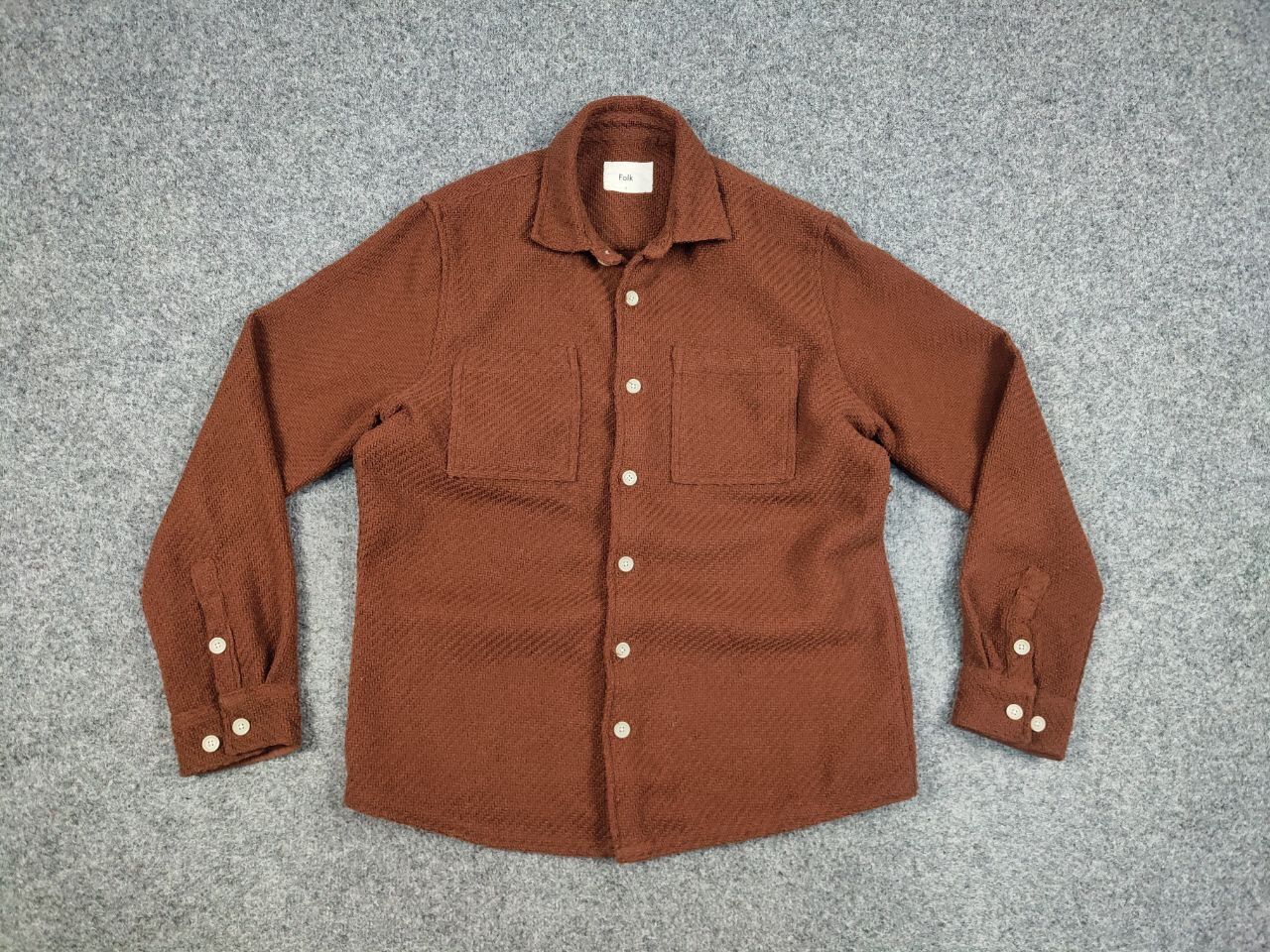 Designer Folk Overshirt Textured Brown knit Pocket Light Jacket Size US L / EU 52-54 / 3 - 15 Thumbnail