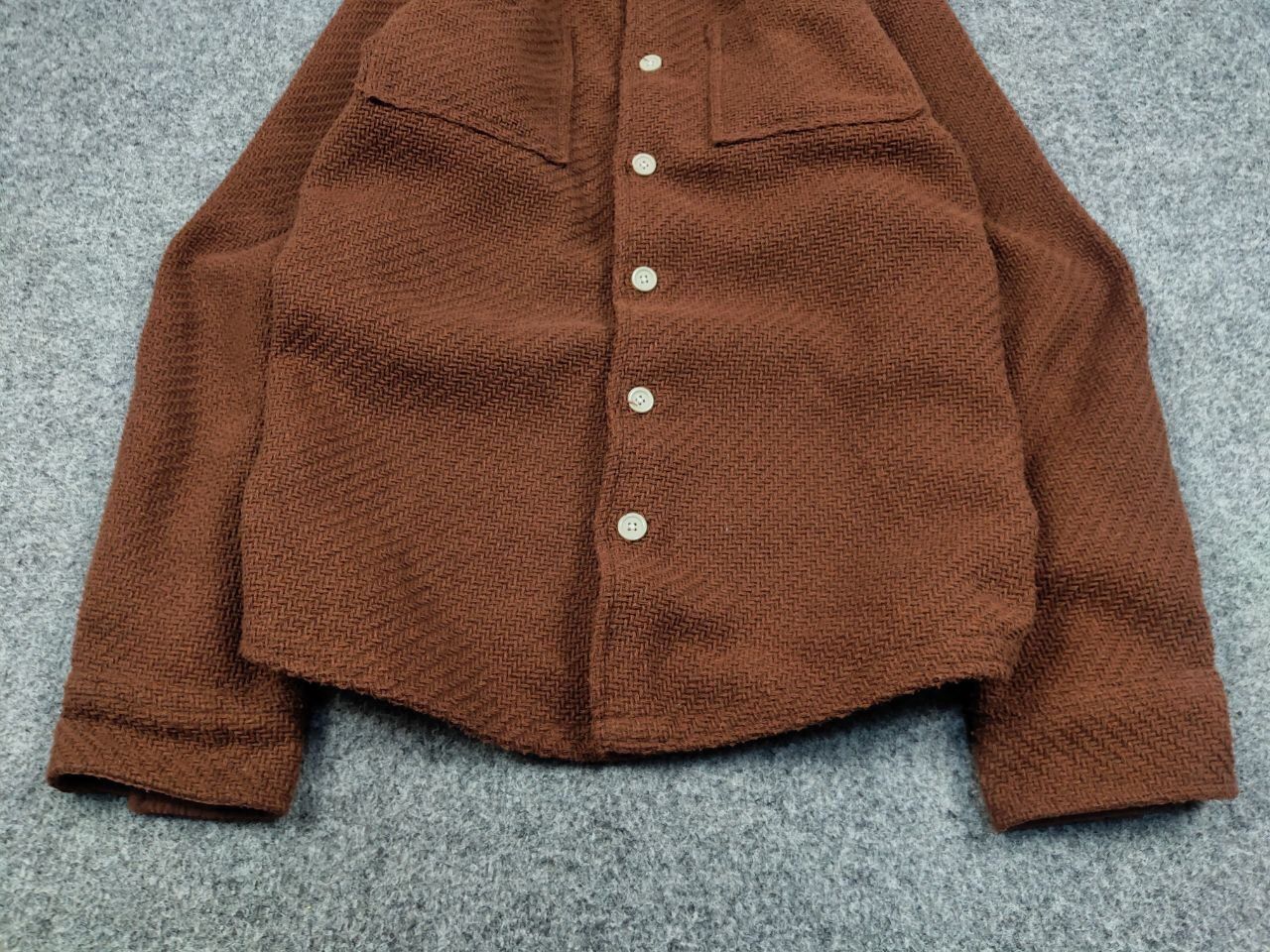 Designer Folk Overshirt Textured Brown knit Pocket Light Jacket Size US L / EU 52-54 / 3 - 9 Thumbnail