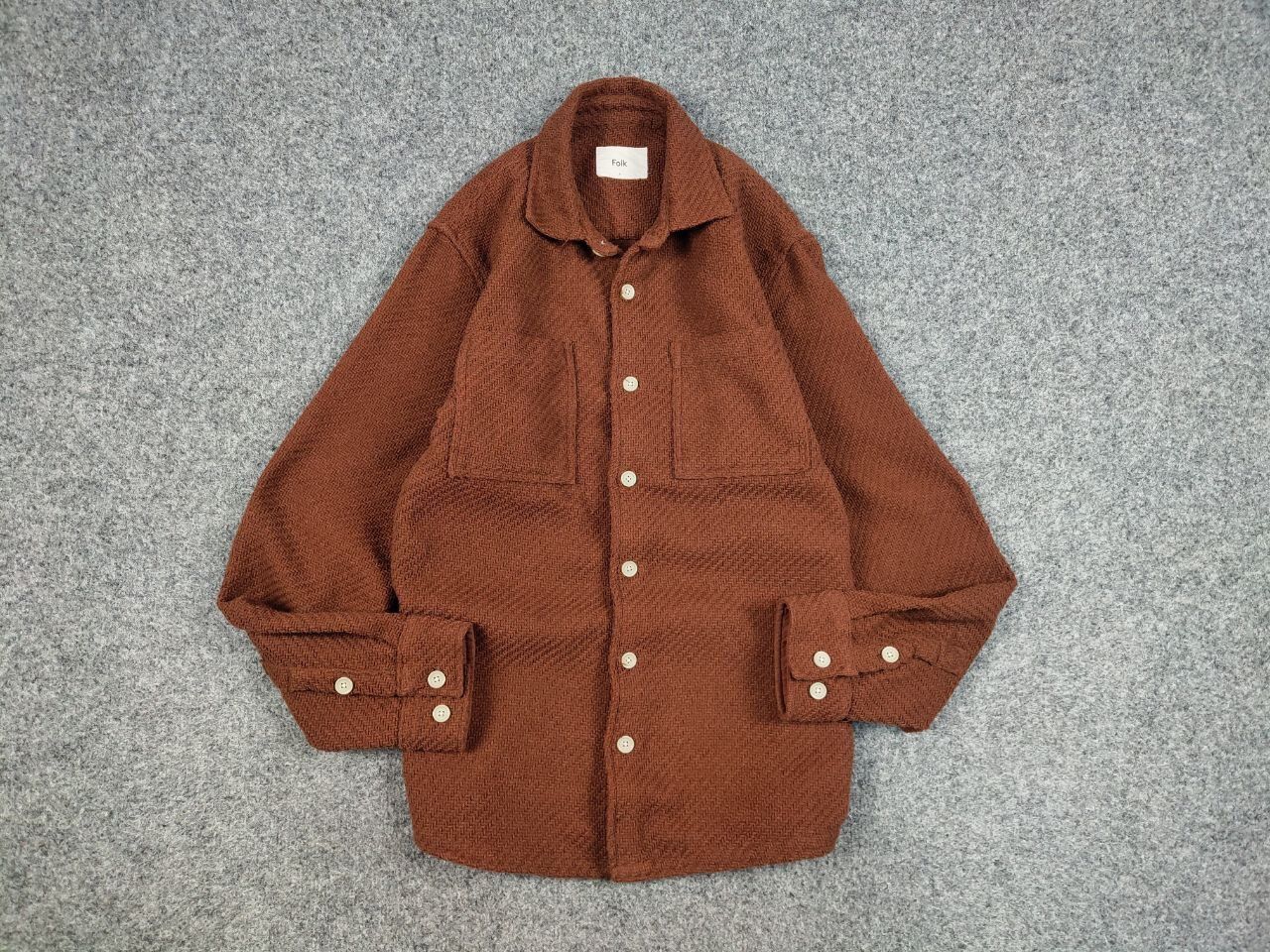 Designer Folk Overshirt Textured Brown knit Pocket Light Jacket Size US L / EU 52-54 / 3 - 13 Thumbnail